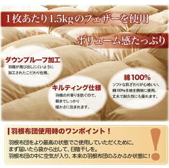 シングルサイズ羽根布団送料無料羽根軸が短い6.5cm未満のスモールフェザーを贅沢に100%使用しています。シングル羽根布団羽毛布団掛け布団軽量掛け布団羽毛掛け布団羽根ふとんウモウフトン