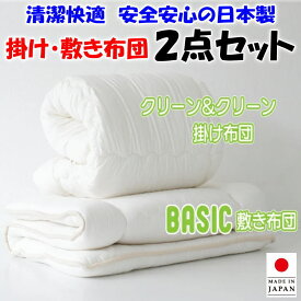 掛け・敷布団 2点セット清潔快適 安全安心の日本製ダブルサイズ【関連ワード 羽根布団セット 布団セット 20カラー 羽毛布団セット 掛け敷きセット セット布団 新生活 一人暮らし 婚礼 無地布団セット 単身布団セット ベーシック BASIC】