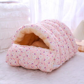 ペット用品 フットパッドペットベッド 猫寝袋 猫ふとん 秋冬 冬 洗える 寒さ対策 室内 暖かい あったか もこもこ 柔らかい ふわふわ 保温防寒 ベッド 快適 小型犬 ハウス ペット用寝袋 ペット用品 半密閉式 ぐっすり眠れる