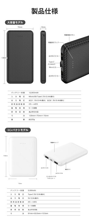 楽天市場】充電器iphone 大容量 スマホバッテリー 軽量 小型 