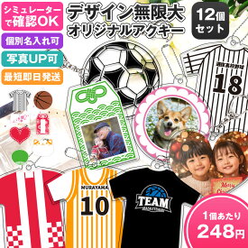 【＠248円】写真入り 名入れ アクリルキーホルダー デザイン自由 部活 サークル 12個 おなまえ かわいい 卒団 卒業 記念品 ネームタグ チーム 大量注文 ユニフォーム 子供 法被 ギフト 野球 テニス サッカー ペット プレゼント 推し活 スポーツチャーム グッズ ノベルティ