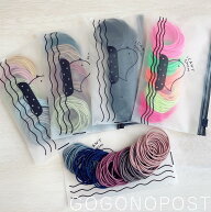 《送料無料》専用ポーチ付き ヘアゴム95本入りセット 5色ミックス ひよこポーチ ブラック 黒 ダークカラ…