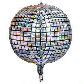 バルーン ディスコ風 ミラーボール 風船 16インチ 40cm フィルムバルーン 球体 メタルバルーン 4D シルバー 飾り 装飾 結婚式二次会 イベント飾り ウエディング会場飾り お誕生日 ハロウィン パーティーグッズ シルバー あす楽 送料無料