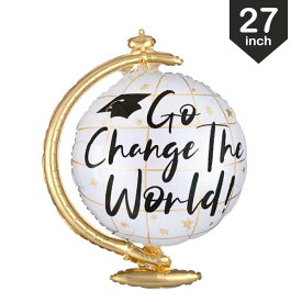 卒園 卒業 飾り 謝恩会 バルーン 単品 go change the world メッセージ入りバルーン 角帽 地球儀 風船 パーティー装飾 お祝い 1000円ポッキリ あす楽 送料無料 プレゼント ギフト