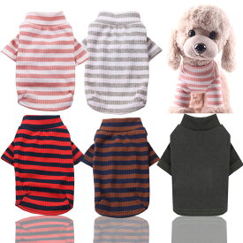 犬服 犬の服 春夏秋冬用 ボーダーサマーニット ボーダーインナー 半袖 ハーフハイネック タートル インナー 重ね着 犬用 小型犬 中型犬 プチプラ 格安