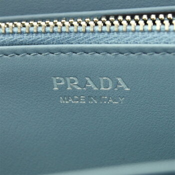プラダ財布レザーブラック1ML506PRADAラウンドファスナー長財布エティケットブラック×ライトブルー1ML5062BMUF0OK0