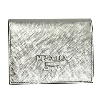 プラダ財布レザーシルバー1MV204PRADA2つ折り財布SAFFIANOSHINECROMO1MV2042EBWF0135
