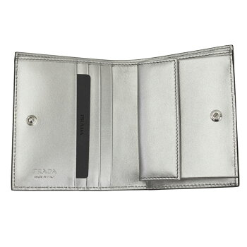 プラダ財布レザーシルバー1MV204PRADA2つ折り財布SAFFIANOSHINECROMO1MV2042EBWF0135