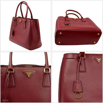 【新品】【PRADA】プラダガレリアバッグ2WAYハンド/ショルダーバッグ型押しレザーチェリーレッドBN1874SAFFIANOLUXCERISE