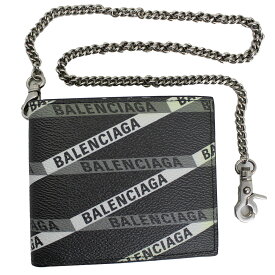 バレンシアガ 財布 メンズ BALENCIAGA 二つ折り札入れ チェーンウォレット ロゴ ブラック/マルチ 504933 GY93R 1080