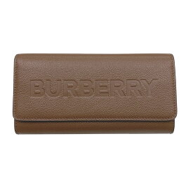 バーバリー 財布 レディース BURBERRY フラップ長財布 エンボスロゴ レザー ブラウン系 80528351