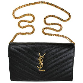 サンローラン バッグ レディース SAINT LAURENT チェーンショルダー チェーンウォレット 2WAY レザー ブラック 377828 BOW01 1000