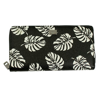 ドルチェ&ガッバーナ財布BP1672DOLCE&GABBANAラウンドファスナー長財布パームプリント型押しレザーブラック/ホワイトBP1672AB059HN610