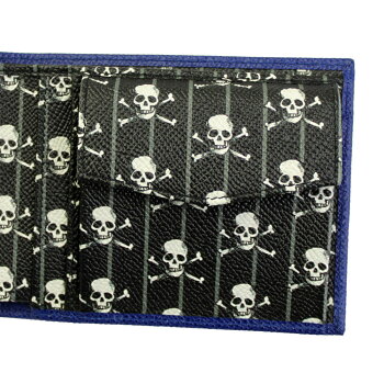 ドルチェ&ガッバーナ財布BP0457DOLCE&GABBANA二つ折り財布メンズレザーブルー系内側スカル柄BP0457B100180525