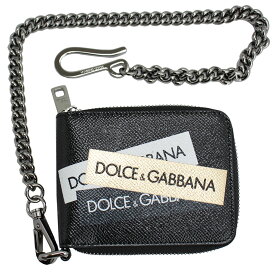 ドルチェ＆ガッバーナ 財布 メンズ DOLCE＆GABBANA 二つ折り札入れ ウォレットチェーン付き レザー ブラック/ゴールド/ホワイト BP2461 AZ908 8V038