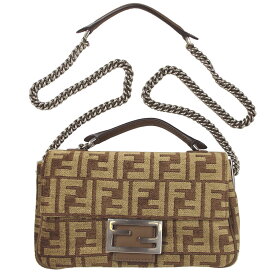 フェンディ バッグ レディース FENDI チェーン ショルダーバッグ バゲット チェーン ミディ FFタペストリー ブラウン 8BR793 ALG7 F1HZS