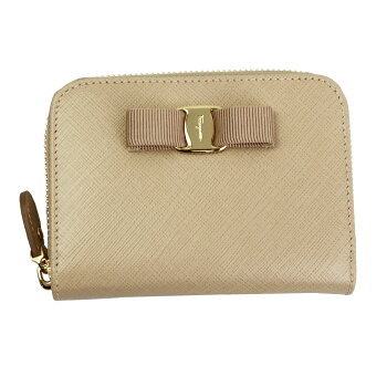 【新品】【FERRAGAMO】フェラガモコインケース小銭入れヴァラ・リボン型押しレザーベージュ系22C770NEWBISQUE
