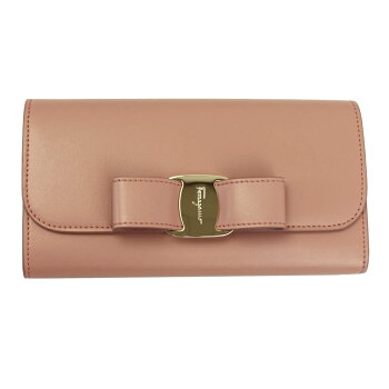 【新品】【FERRAGAMO】フェラガモ三つ折り長財布ヴァラ・リボンレザーANTIQUEROSEピンク系22D32406947092018-19秋冬新作