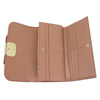 【新品】【FERRAGAMO】フェラガモ三つ折り長財布ヴァラ・リボンレザーANTIQUEROSEピンク系22D32406947092018-19秋冬新作