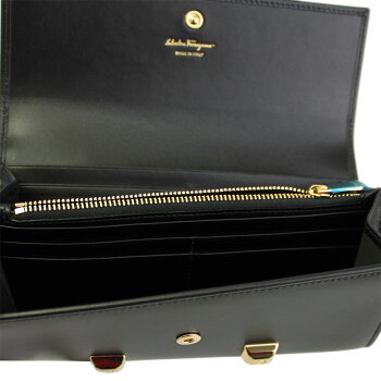 フェラガモ財布レザーブラック22D502FERRAGAMOフラップ長財布スタッズ22D50207054782019春夏新作