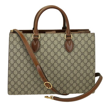 【新品】【GUCCI】グッチ2WAYハンド/ショルダーバッグビジネスバッグGGスプリームベージュ×ブラウン409530KLQHG