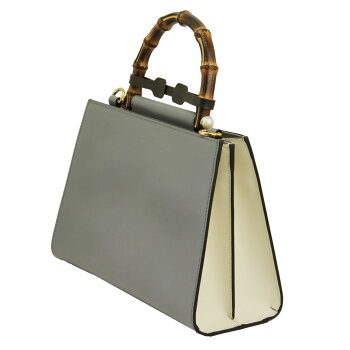 グッチバッグ459076GUCCI2WAYハンド/ショルダーバッグニムフェアレザートップハンドルバッグバンブーグレー459076DVU1G1767