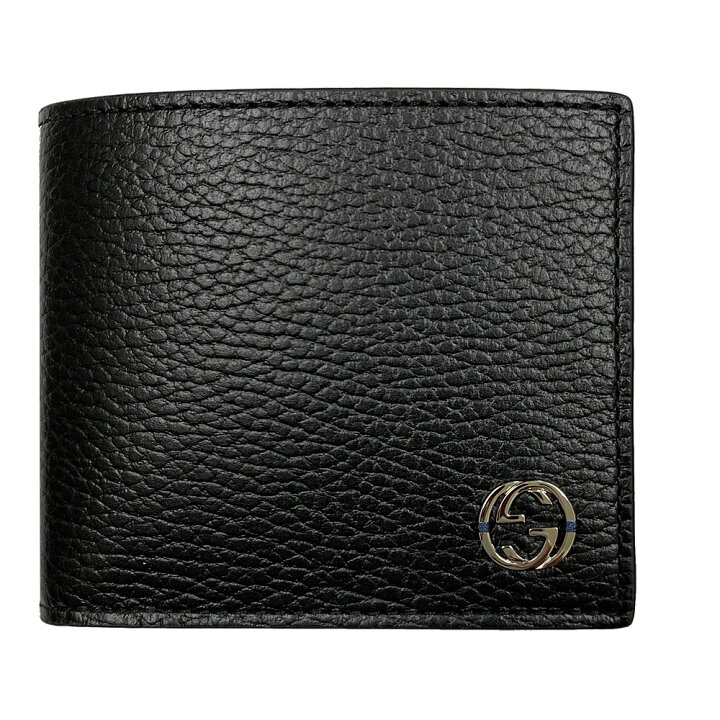 グッチGUCCI 折り財布レザーブラックメンズ 