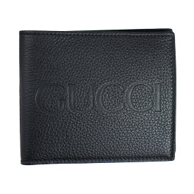 グッチ 財布 メンズ GUCCI 二つ折り札入れ エンボスロゴ レザー ブラック アウトレット 658668 0E8IG 1000