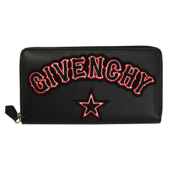 【新品】【GIVENCHY】ジバンシーラウンドファスナー長財布ロゴワッペンブラックレザーBC06340544