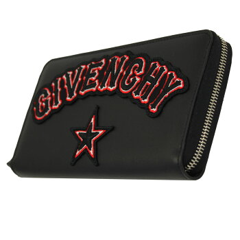 【新品】【GIVENCHY】ジバンシーラウンドファスナー長財布ロゴワッペンブラックレザーBC06340544