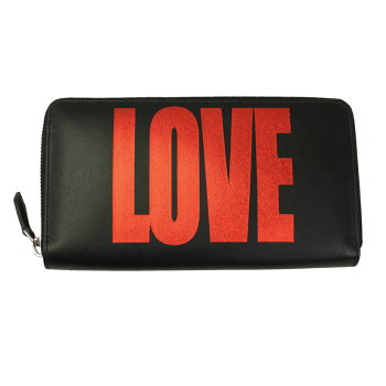 ジバンシー財布BC06340780GIVENCHYラウンドファスナー長財布LOVEプリントレザーブラック×レッドBC06340780009