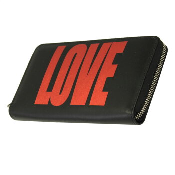 ジバンシー財布BC06340780GIVENCHYラウンドファスナー長財布LOVEプリントレザーブラック×レッドBC06340780009