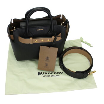 Burberry Bag Ladies 8009566 BURBERRY Handbag Shoulder Bag 2WAY Mini Leather Triple Studded Belt Bag Black / Light Camel