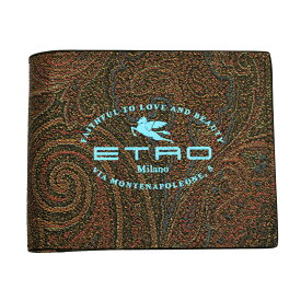 エトロ 財布 メンズ ETRO 二つ折り札入れ ペイズリー柄 PVCコーティングレザー スカイブルーロゴ 1F557 2184 600