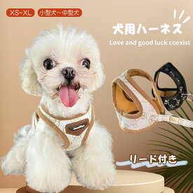犬 ハーネス リードセット メッシュ デニム 脱げにくい 簡単装着 小型犬 中型犬 胴輪 おしゃれ かわいい