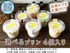 選べるプリン 4個入り　 送料無料 2個づつ 極上の舌触り 濃厚カスタード/抹茶/チョコレート/牧場みるく/豆乳 ミルク 贈り物 洋菓子 ギフト プレゼント 無添加 ご褒美 お返し お取り寄せ