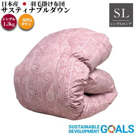 日本製 サスティナブル 羽毛布団 ダウン80％ ノーマン シングル 150×210cm 1.3kg 4×5マス 掛け布団 サスティナブルダウン 本掛け room&room 425007