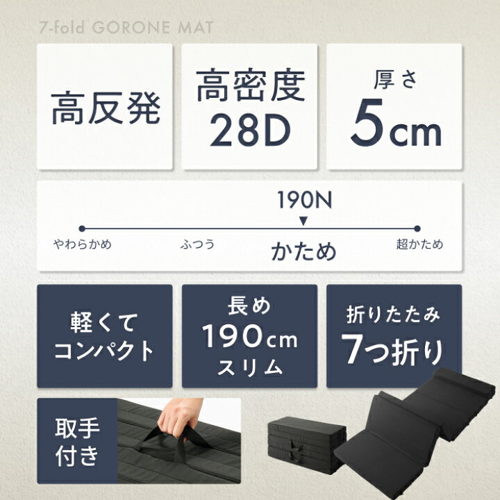 楽天市場】ごろ寝マット マットレス GOKUMIN のびのびロング 7つ折り 