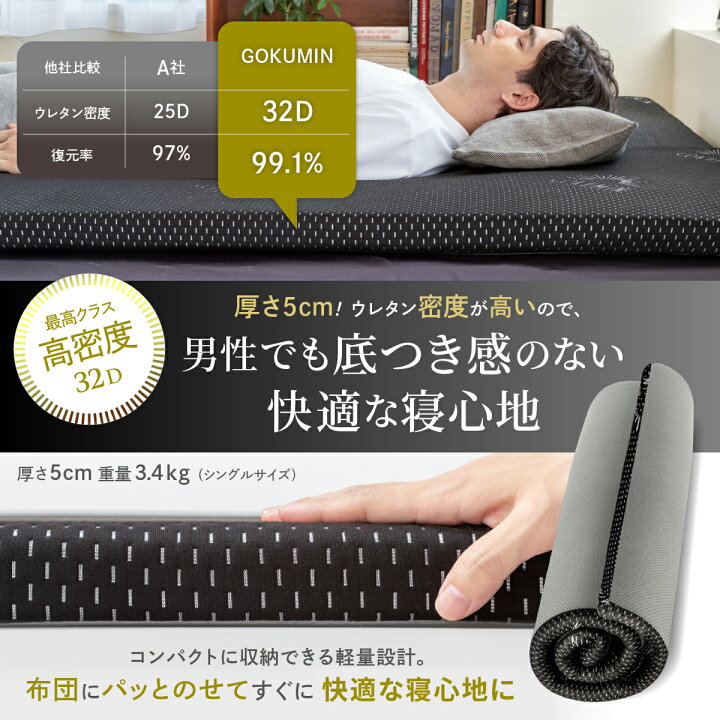 楽天市場】【楽天1位】 GOKUMINマットレス 男のマットレス 高反発 