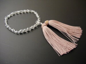 数珠・念珠水晶(透明)さざれタイプ正絹房(女性用数珠)