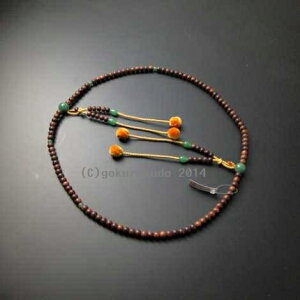 真言宗用本連(正式)数珠 栴檀(せんだん)翡翠入り 尺2 金茶菊房