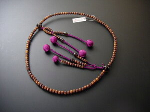 数珠 日蓮宗用 栴檀 尺 紫紺利休房 茶水晶入り