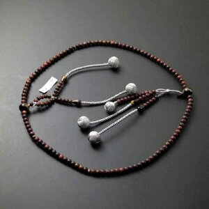 数珠 日蓮宗・法華宗用 栴檀 尺2 グレー利休房 虎目石入り