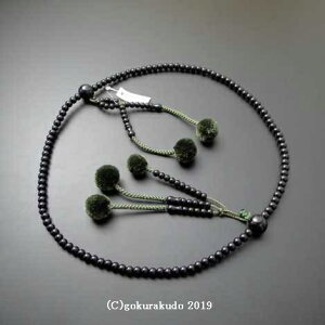 数珠 日蓮宗 総黒檀 尺 苔色菊房