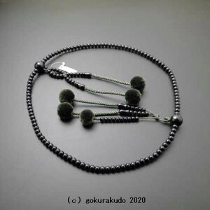 数珠 日蓮宗・法華宗用 総黒檀 尺2 苔色菊房