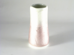 仏具 モダン ばら売り 九谷焼銀彩 ほのか ピンク 花立 (中)