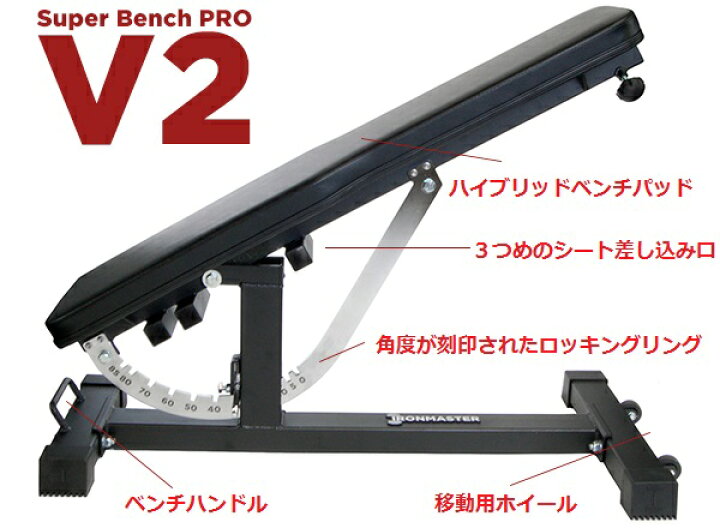 楽天市場】Ironmaster スーパーベンチPRO V2 トレーニングベンチ 