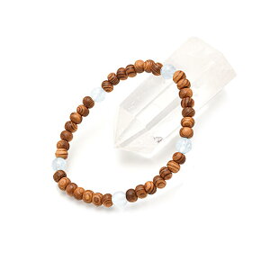 『屋久杉ブレスレット』アクアマリン仕立て4ミリ玉【当店限定品】念珠 木製 屋久杉ブレスレット 腕輪 厄除けブレスレット お守りブレスレット 数珠ブレスレット 恋愛成就 恋愛 夫婦円満