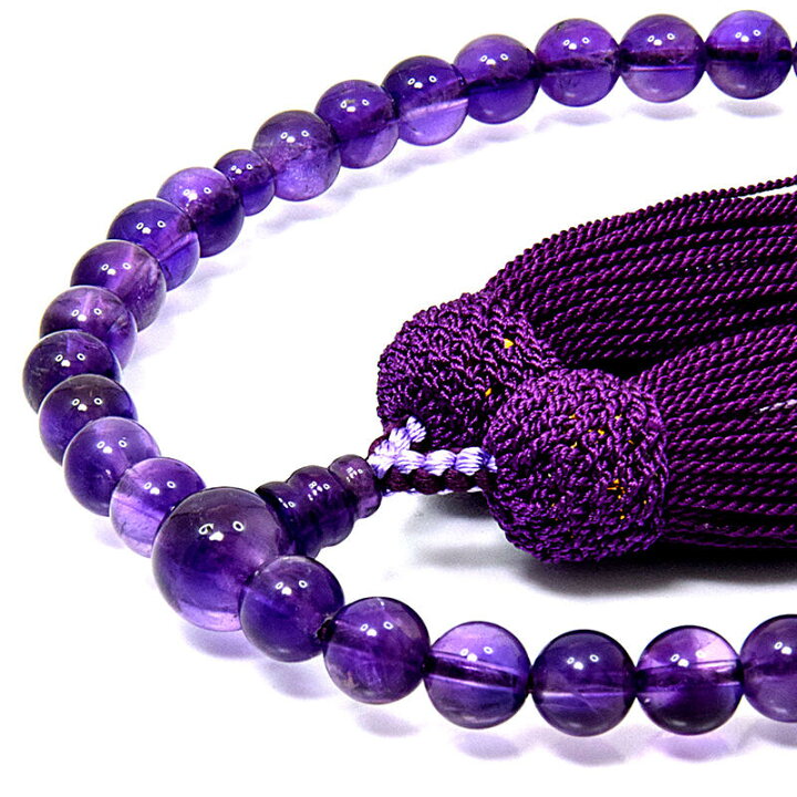 然アメジスト ブレスレット 10ミリ 数珠 2月の誕生石 九紫火星 お守り 天然石 ギフト 贈り物 ブレスレット moo..jee 神秘のエネルギーを  通販 18201003｜Creema(クリーマ) 【ジュエリー極】天然クォーツ(水晶)＆天然アメジスト 数珠 念珠 新品・未使用品 h5887-m【送料無料】