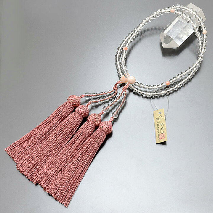 楽天市場】【数珠】女性用108玉数珠『本水晶-深海珊瑚仕立て』8寸（108 